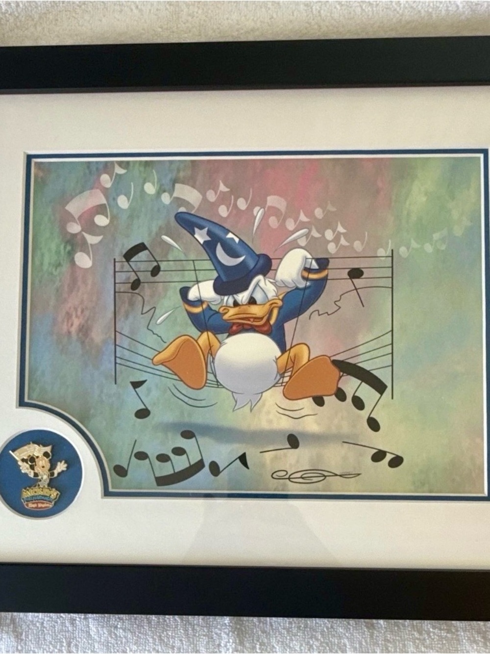 Donald Duck Sorcerer Print in Blue and White